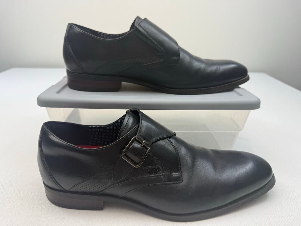 Stacy Adams Black Leather Monk Strap Dress Shoes Mens 11W Office Wedding Formal